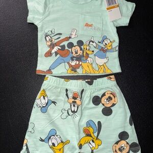 Disney Mint Green Mickey & Friends Kids Pajama Set